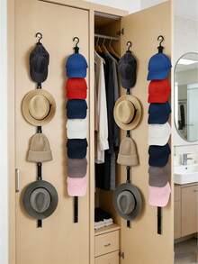 Adjustable Hat Storage Rack, Hat Organizer Display Rack Suitable For Home Closet Or Entryway - 8 Hat Holders, Wall-Mounted Hat Rack With Hooks, Space-Saving Storage Solution For Neat Hat Organization, Perfect For Dorms, Entryways,Bedroom Room Decor,Back To School - Multicolor - View 7