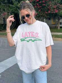 Under The RadarSuave, ligero, de moda, tela de algodón puro, camiseta con estampado de caimán, camiseta sarcástica, camiseta divertida para mujer, camiseta ofensiva, camiseta con estampado de cocodrilo, camiseta divertida para mamá, camiseta clásica de manga corta de algodón 100% de gran tamaño, camiseta con estampado gráfico, top casual de manga corta para mujer, clásico y versátil, 100% algodón, bien ajustada. Camiseta unisex de algodón holgada de manga corta y cuello redondo estilo vintage urbano - Blanco - Ver 1