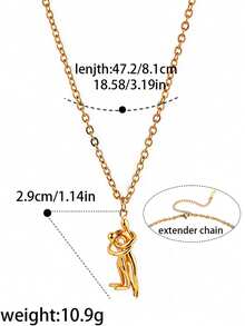 2pcs/Set Kalung Liontin Pasangan Berpelukan dari Baja Tahan Karat, Perhiasan Hati Kekasih yang Serbaguna - Set CYN121-1 - View 4