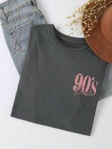 Undiagnosed, But Something's Not Right. Casual T-Shirt With A Quirky Cartoon Pattern Print, Cartoon Portrait Elements, Vintage Abstract TV Poster, Christmas - 深灰色 - 查看 8