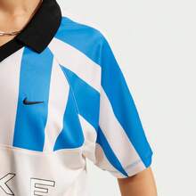 Nike Áo thun nữ tay ngắn cổ bẻ AS W NSW STREET OS SS STRP JSYPOLO TIO0914-435 - Xanh và trắng - Xem 4