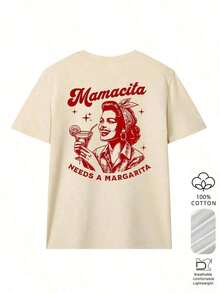 NewSummerCasual1PC 1pc 1pc Camiseta Gráfica Retro Americana para Mujer "Mamacita Needs A Margarita", 100% Algodón, Tejido Suave y Transpirable, Corte Holgado, Estilo Casual para Vacaciones, Camiseta de Manga Corta, Adecuada para Salidas con Amigos, Viajes a la Playa, Fiestas Temáticas, Uso Diario de Verano, Camisetas de Verano, Ropa de Verano, Camisetas, Conjuntos de Primavera para Mujer, Camisetas Gráficas de Verano, Camisetas para Mujer, Tops de Verano, Ropa de Verano, Camisetas, Conjuntos de Primavera para Mujer, Camisetas Gráficas de Verano, Camisetas para Mujer, Estilo Urbano Vintage, Unisex, Camiseta de Algodón de Manga Corta con Cuello Redondo. - Albaricoque - Ver 2