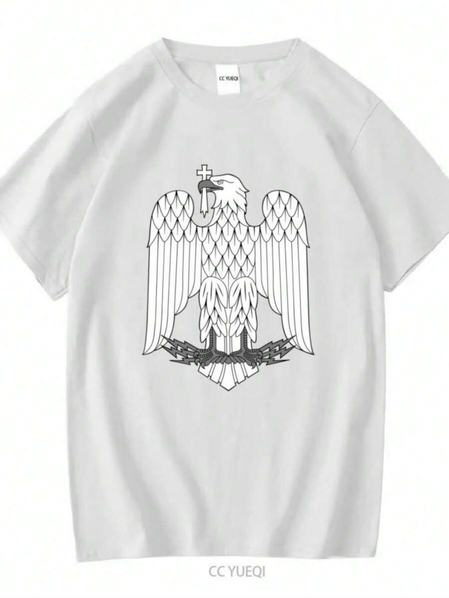 Blouses For Women Romania Coat Of Arms T Shirt Romanian Parliament Eagle All Sizes Long Or Short Sleeves Vintage Washed Designer Clothes Unisex - 白色 - 查看 1