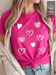 Nine Hearts Black - 100% T-Shirt - 深粉紅色 - 查看 5