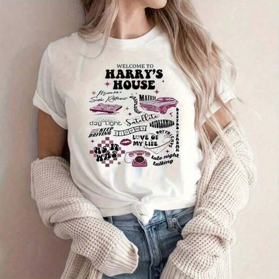 Camiseta Retro Harry's House, Camiseta Love On Tour, Camisetas Estéticas Y2K, Camisetas de Música, Camisetas Lindas Y2K, Top Haruku, Estilo Urbano Vintage, Camiseta Unisex de Algodón Holgada de Manga Corta con Cuello Redondo, Tops de Verano de Tallas Grandes, Tops Blancos, Camisetas Gráficas para Mujer, Conjuntos para Vacaciones Tropicales, Conjuntos para Vacaciones para Mujer, Conjuntos para Conciertos para Mujer, Conjuntos para el 4 de Julio para Mujer, Blusas para Mujer, Playeras de Mujer, Vestidos Casuales para Mujer, Camisetas Deportivas Y2K para Mujer, Camisetas de Verano, Ropa de Mujer, Moda Perfecta para el Día a Día - Blanco - Ver 1