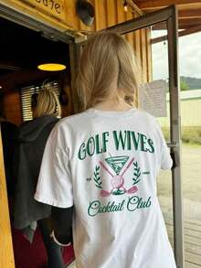 Women's New Summer Design White Minimalist Golf Badge Print Short-Sleeve T-Shirt. Versatile Casual Crew Neck T-Shirt For Everyday Wear. - 風格 - 查看 6