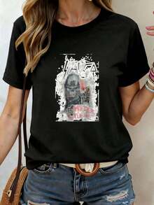 Camiseta Vintage para Mujer 2026 con Estampado de Anime Japonés de Ramen - Linda Camiseta de Dibujos Animados Comiendo Ramen con Estrellas y Estampados Japoneses, Suave |   Diseño exquisito |   Suelto y cómodo |   Fácil de combinar | - Negro 4 - Ver 8