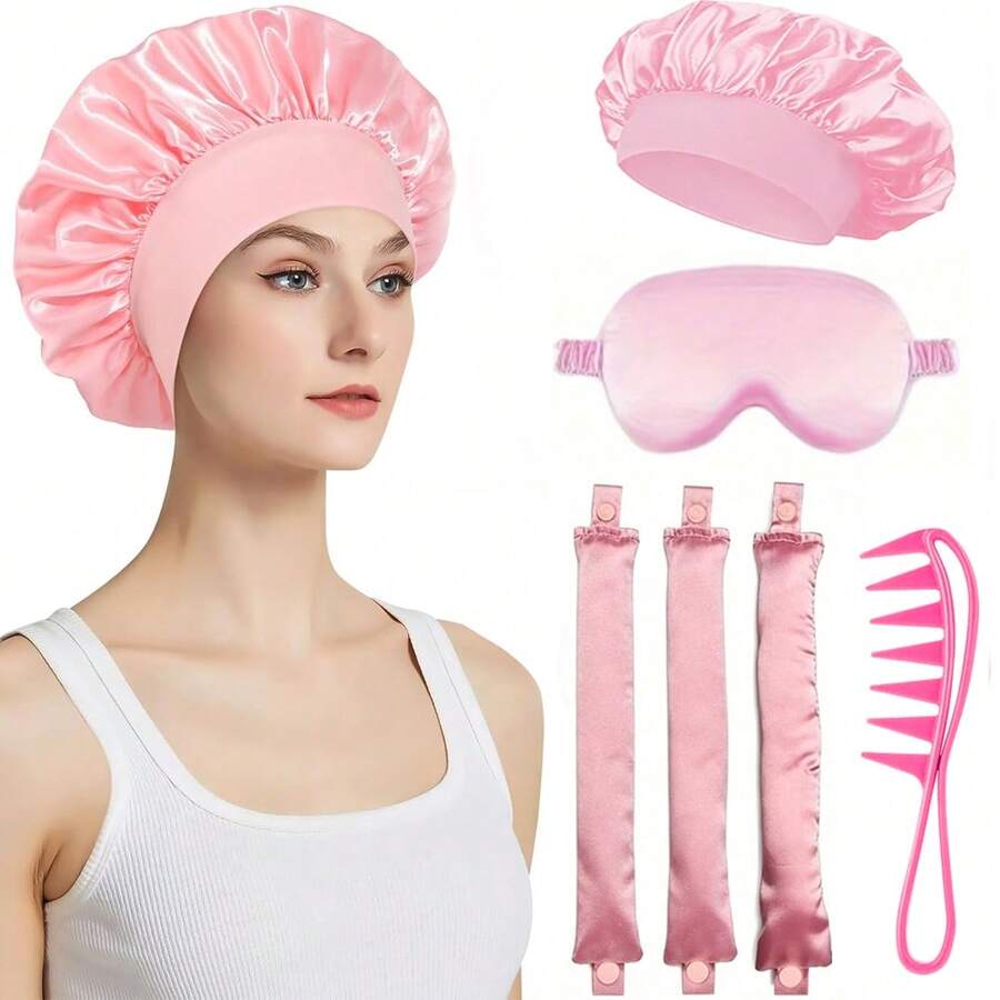 Bộ dụng cụ uốn tóc không dùng nhiệt, dụng cụ uốn tóc qua đêm bằng satin không cần nhiệt, băng đô uốn tóc không cần nhiệt, que uốn tóc bằng satin không cần nhiệt. - Nhiều màu - Xem 1