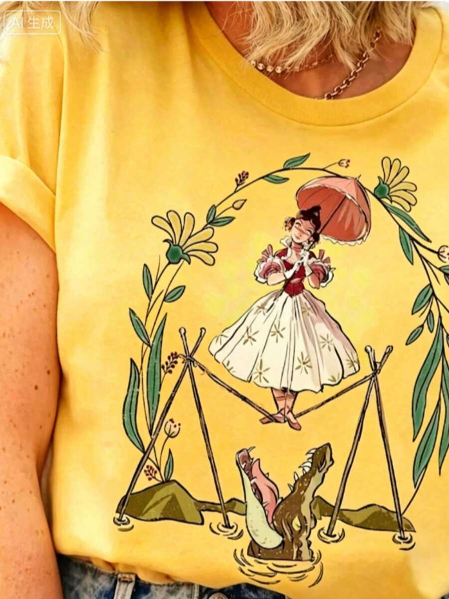 Flower Tightrope Walker Swea Tightrope Girl The Haunted Mansion Shirt Foolish Mortal Land Halloween Family Matching Outfi. Ll Seasons, Fashionable Top - 黃5 - 查看 1