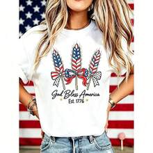 Women's "God Bless America" T-Shirt, 250 Years Of America, 250th Anniversary Of The USA, Gift T-Shirt For Independence Day, 4th Of July, Cotton T-Shirt For Men And Women - 1776-懷特 - 查看 11