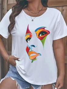 Camiseta de manga corta para mujer, corte holgado, manga corta versátil, estampado moderno, adecuada para cualquier ocasión, ideal para primavera y verano.Artículos de moda y superventas Nuevo modelo 2026 REC6 - Blanco - Ver 8