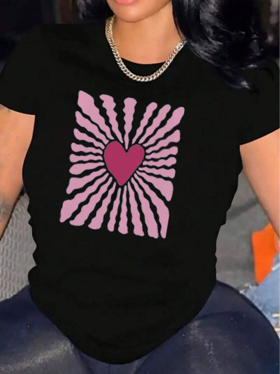 Women's T-Shirt 100% Cotton - Casual Short Sleeve T-Shirt For Women, 1-Pack, Durable Cotton - Comfortable Crew Neck, Soft And Attractive T-Shirt - Short Sleeve Cotton T-Shirt, Crew Neck, Unisex Urban Vintage Style - 黑色 - 查看 1
