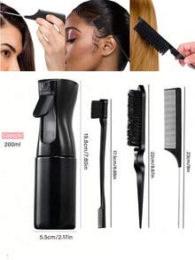 OBOVAY 1/3/4pcs Professional Styling Comb Set, Including One High-Pressure Continuous Spray Bottle, One Set Of Styling Combs, One Volumizing Comb, One Rat Tail Comb And One Edge Comb. Essential Hair Care Products For Back To School And Travel. A Practical Hairstyle Tool Accessory, Back To School, College Dorm Essential, Wedding, Travel Essential, Bathroom Accessory - Multiple Styles - View 3