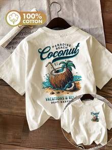 Camiseta con estampado gráfico, manga corta y cuello redondo, top casual para verano y primavera, ropa de mujer - Albaricoque - Ver 12