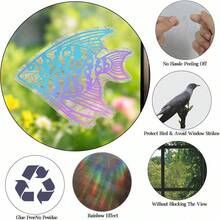 1/7pcs Stiker Jendela Penangkap Sinar Matahari Laut, Stiker Pencegah Tabrakan Burung Holografik Pembuat Pelangi Tempel Statis yang Dapat Digunakan Kembali untuk Dekorasi Pintu Geser Kaca Ruang Tamu dan Kamar Tidur, Hadiah - Stiker jendela ikan laut - View 12
