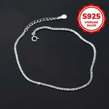 Luxury 925 Silver Thin Chain Anklet Super Shiny Ankle Bracelet For Women Daily Wear - Silvery - View 2