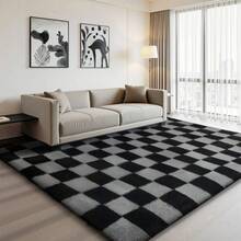 Sour Lemon Rugs Living Room 200x300cm, Grey Area Rugs For Bedroom, Washable Anti Slip Extra Large Shaggy Soft Rug Fluffy Modern Floor Carpets Mat Beside Carpet, Long Runner Rug For Hallway - Black & Gray Checkered - View 14