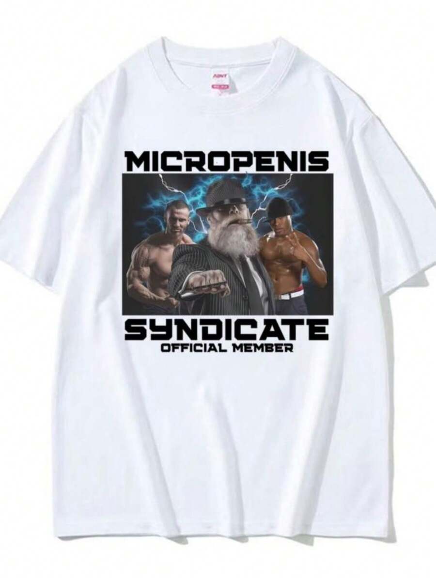 Blouses For Women Funny Meme Micropenis Syndicate Print T Shirts Men Women Fashion Casual Streetwear Oversized T-Shirt Vintage 100 Cotton T Shirt - 白色 - 查看 1