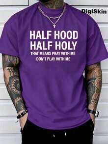 You Play With Me And Pray Together.Printed T-Shirt, 1 Piece,% Cotton, Casual Men's T-Shirt In Season, T-Shirt With Round Neck And Cotton Short Sleeve, Christmas Gift.2025 - 紫色 - 查看 2