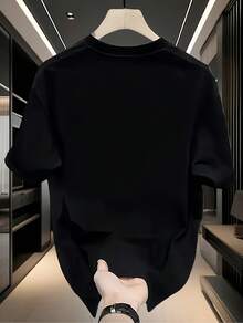Camiseta de manga corta con estampado de dragón casual, camiseta de estilo callejero de moda para primavera, verano y todas las estaciones, color negro - Negro - Ver 3