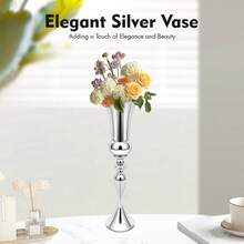 Schreibtisch Kleine Dekorative Blumenbänder, Moderne Minimalistische Heimdekoration, 74cm Hoch, Für Kerzen, Kunstblumen, Blumen Geeignet - Silber - Übersicht 1