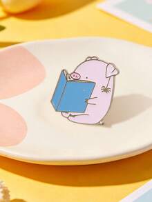 Immersive Reading Pig Enamel Pin Pink With Book Design Suitable For Introverted Bookworms Daily Wear Classroom Decor - Multicolor - View 4