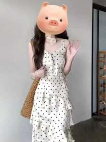 Women Short Dresses - Apricot - View 6