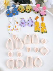 Geometric Clay Cutters Molds, Simple Pattern Polymer Clay Earring Molds, Reusable For DIY Craft Projects, DIY Handmade Earrings Jewelry Making - Geometry - View 6