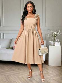 Lady Midi Dresses For Women - Black - View 5