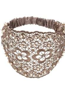 1pc Women's Fashion Crochet Headband With Faux Pearl And Hollow Design, Made Of Elegant Lace And Satin Elastic Fabric, Perfect For Special Occasions, Parties And Daily Wear - Multicolor - View 9