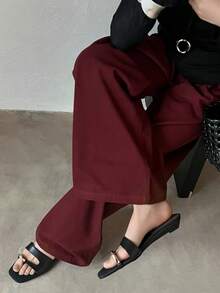 French Retro Open Toe Mule Sandals, Summer Slip-On Sandals, Thick Heel High Heels - Black - View 3