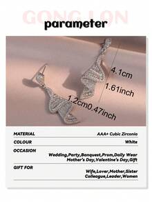 1 đôi bông tai cưới dài hình xoắn ốc Fantasy Fashion dành cho nữ, đính đá Cubic Zirconia AAA, trang sức kiểu dáng thả lơi. - trắng - Xem 3