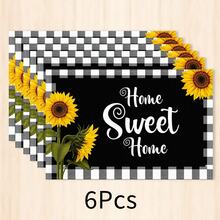 1pc Plaid & Sunflower Linen Placemat, Breakfast Mat, Coffee Coaster, Bowl Pad, Kitchen Accessory, Easy To Clean Dining Mat, Suitable For Home, Restaurant, Dining Decor, Holiday Gift, Gift For Friends, Multi-Piece Set - Multicolor - View 11