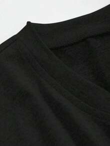 Camiseta de manga corta de ajuste slim con cuello redondo para mujer, para el verano - Negro - Ver 5