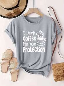 Plus Size Women's Casual And Fashionable Printed T-Shirt, Sizes 0-8XL,  Base Layer For Everyday Wear, Stylish, Suitable For All Seasons, Comfortable Fit, Short Sleeve And Crew Neck T-Shirt, Various Colors Available, Fun T-Shirt For Women, Great Gift - 太空灰 - 查看 6