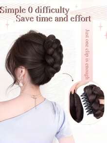 Women's Synthetic Fiber Hair Clips, Suitable For Twisted Braids And Bun Hairstyles - Secure Bun Holder, Natural Textured Updo Styling, Applicable For Weddings, Hair Accessories, Braided Clips (Non-Slip Claw Clasp Design) Solid Color Casual Acrylic - Multicolor - View 5
