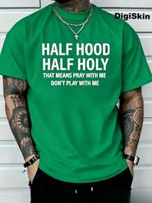 You Play With Me And Pray Together.Printed T-Shirt, 1 Piece,% Cotton, Casual Men's T-Shirt In Season, T-Shirt With Round Neck And Cotton Short Sleeve, Christmas Gift.2025 - 綠色 - 查看 3