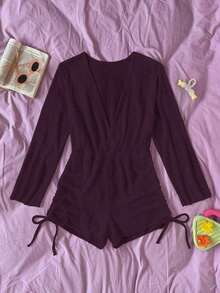 Cover up con abertura con cordón lateral - Morado - Ver 3