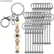 1/4/9/16 Pieces Of Alloy Beaded Keychain Strips, DIY Keychain Accessory Kit Suitable For Pendant Beads, Jewelry Making, And Gift Making - 8-shaped Keychain (without Beads) - View 17