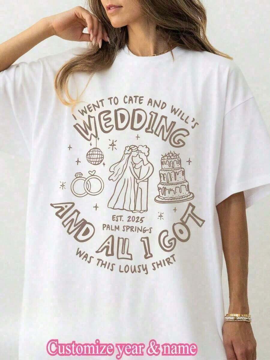 1 camiseta de boda personalizada, camiseta divertida para el club social de la boda, camiseta para el fin de semana de la boda, camiseta para la fiesta nupcial, camiseta para el sorteo de la boda, estilo de modelo nuevo 2026, ropa de vacaciones para mujer, ropa de verano, atuendo para concierto, atuendo para concierto country para mujer. - Blanco - Ver 1