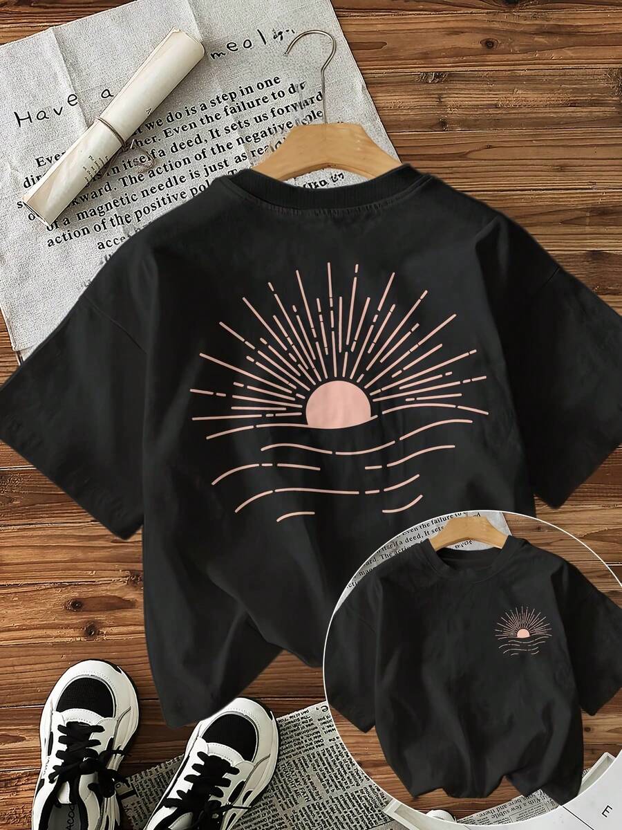 Women's T-Shirt For Spring And Summer - 黑色 - 查看 1