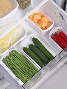 1pc Stackable Freezer Storage Container With Lid, Plastic Food Box Suitable For Meat, Vegetables And Fruits, Reusable Ultra-Thin Airtight Food Storage Box For Refrigerator, Freezer And Kitchen Organization - Multicolor - View 7