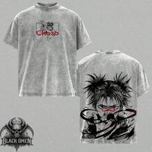 Local Warehouse Items Women's ClothesChoso Vintage Washed Oversized T-Shirt,  Anime Graphic Tee, Heavyweight Cotton Streetwear Fit, Unisex Casual Top, Gift For Anime Fans & For Him.Motif Women Clothesanti-UV Men T-Shirts Fall/Winter - màu đen - Xem 3