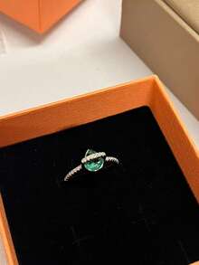 Anting Berlian Kuning Bentuk Tetesan Air Niche, Desain Mewah yang Indah, Cincin Midi Wanita Serbaguna - set dua potong - View 3