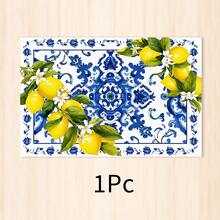 1pc Lemon Striped Linen Placemat, Breakfast Mat, Coffee Coaster, Bowl Pad, Kitchen Accessory, Easy To Clean Dining Mat, Suitable For Home, Restaurant, Dining Decor, Holiday Gift, Gift For Friends, Multi-Piece Set - Multicolor - View 19