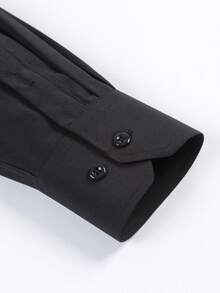 Rand paul Men's Long Sleeve Dress Shirt Office Casual Good Quality Slim Fit With Spandex - 黑與白 - 查看 5