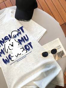 Camiseta de manga corta con estampado retro francés para mujer, elegante y ajustada. - Blanco - Ver 11