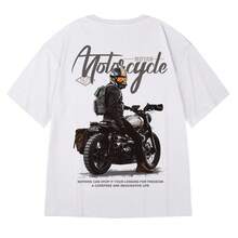 Men's Plus Size Fashionable Loose Fit Biker Style T-Shirt, Short Sleeve, Extra Large, Five Quarter Sleeve, Pure Cotton, Chino Style, Summer Clothing For Plus Size Men. - 白色 - 查看 9