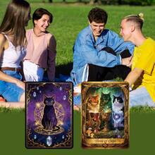 50 piezas Cartas de Tarot de Adivinación de Gato Mágico - Tablero de Juego de Adivinación, Accesorio Interactivo Divertido para Formación de Equipos, Reuniones, Fiestas Familiares - Multicolor - Ver 7