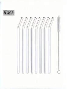 1/5/9pcs Glass Straw Set, Heat-Resistant And Durable, Includes Two Types Of Bent And Straight Straws, Suitable For Drinking Various Beverages And Cocktails - View 12